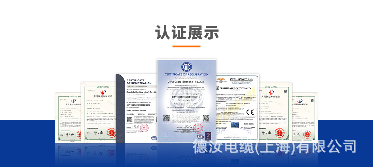 上海德汝电缆资质展示