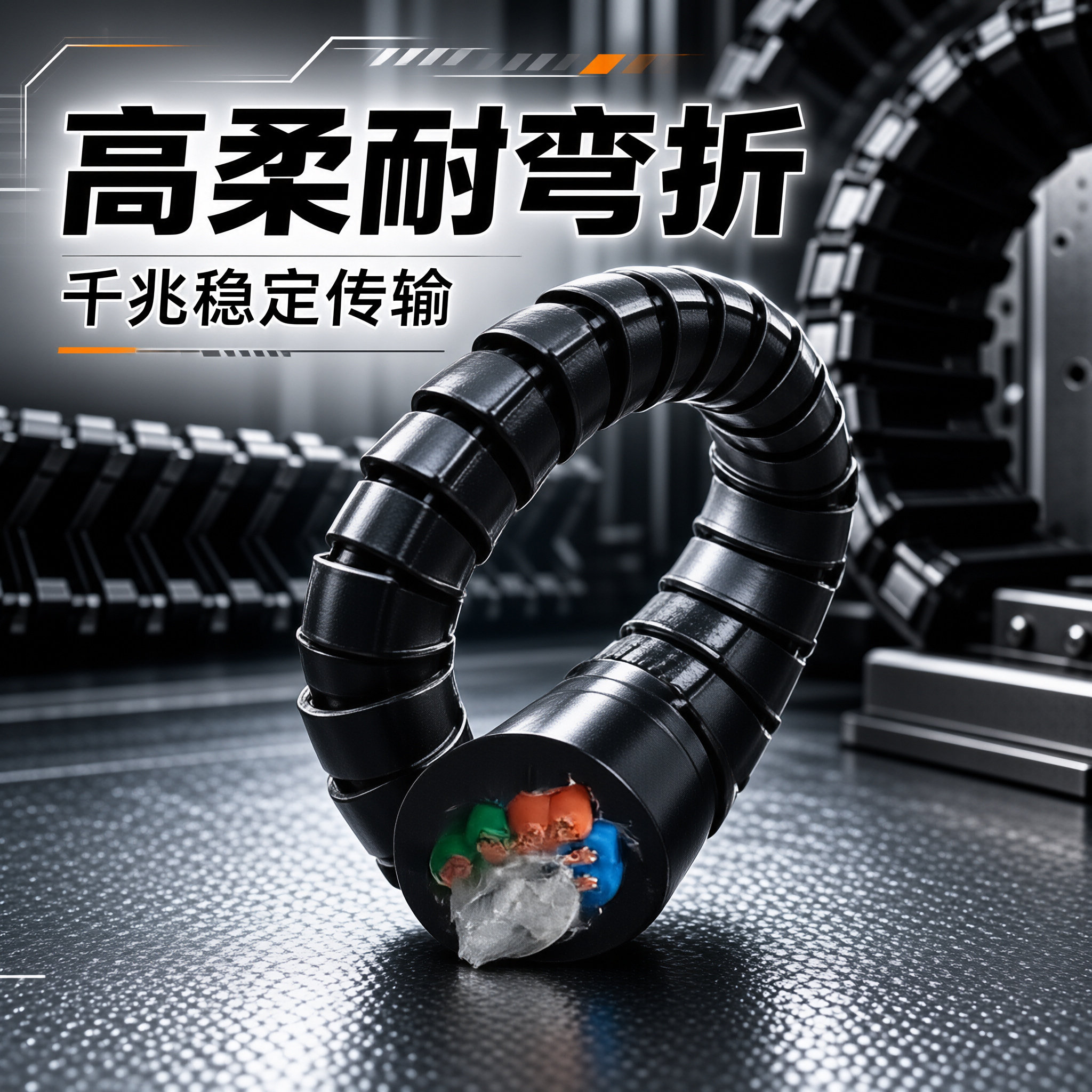 上海德汝 Cat6 类网线专用拖链电缆厂家‑工业高柔六类拖链网线 可定制 全国发货