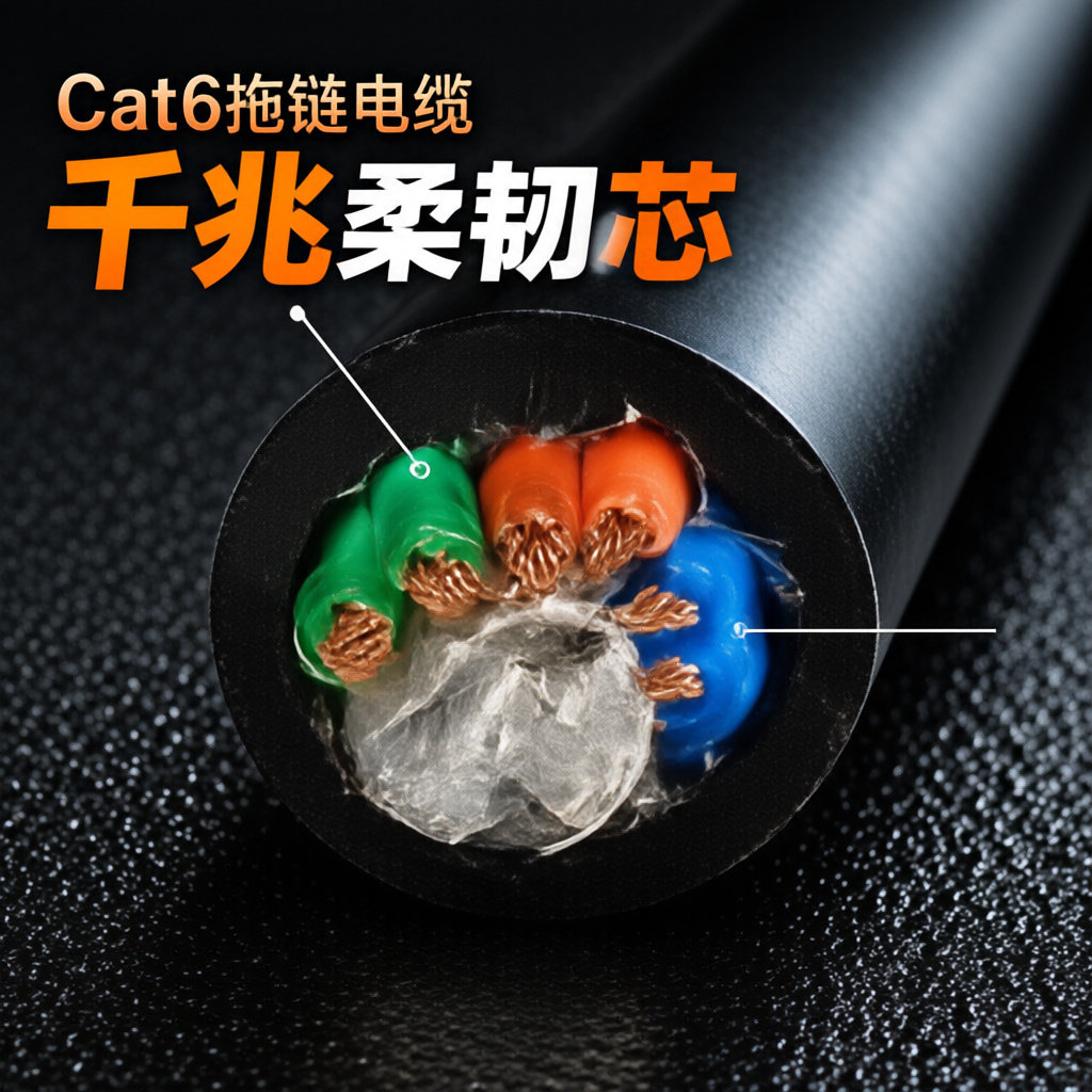 上海德汝 Cat6 类网线专用拖链电缆厂家‑工业高柔六类拖链网线 可定制 全国发货