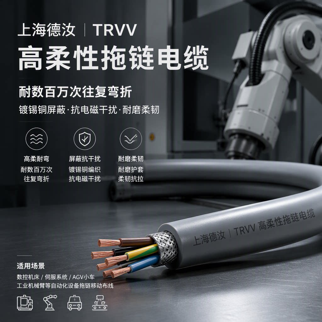 拖链电缆 TRVV TRVVP TRVVSP TRVU (TRVV‑PUR) 型号齐全 全国发货-上海德汝源头工厂
