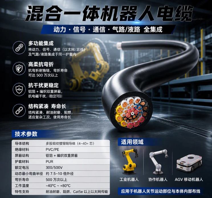 上海德汝｜混合一体机器人专业电缆厂家 可定制 全国发货