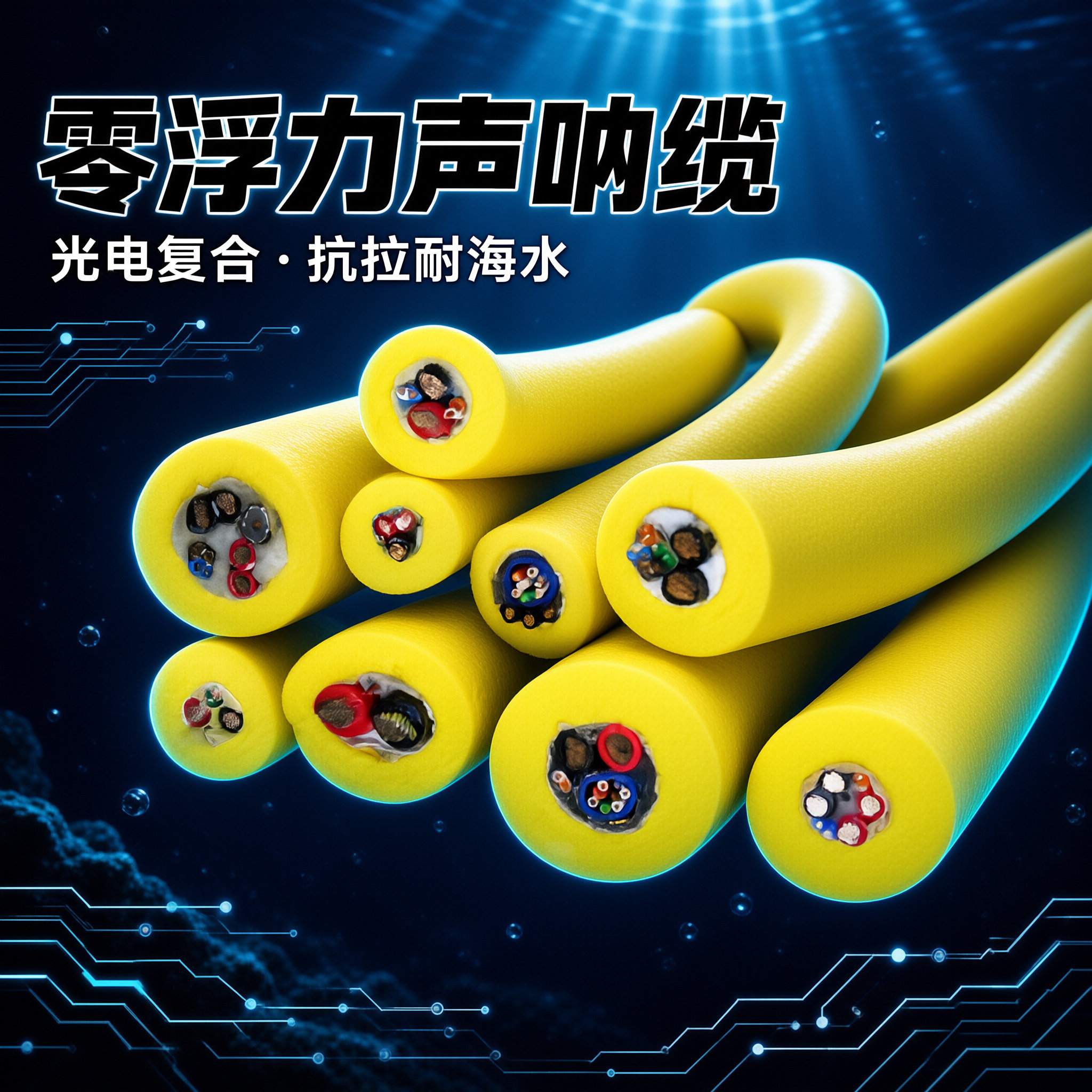 上海德汝 ROV 水下声呐线 零浮力声呐脐带缆 可定制 全国发货