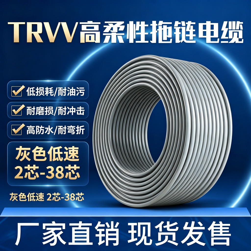 上海德汝自动化设备专用拖链电缆，千万次耐反复弯折，机器人机床移动线缆厂家定制