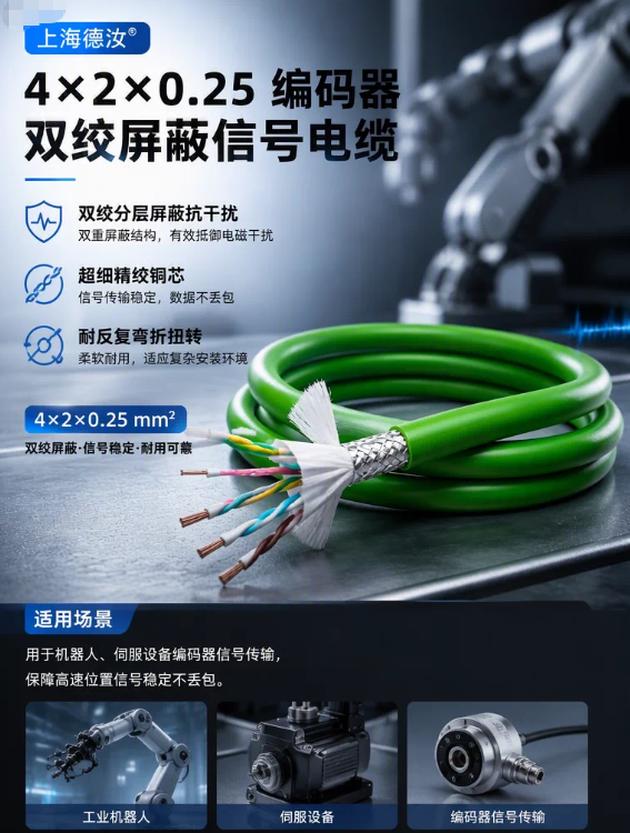 上德汝4×2×0.25编码器双绞屏蔽信号专用电缆 厂家定制全国发货