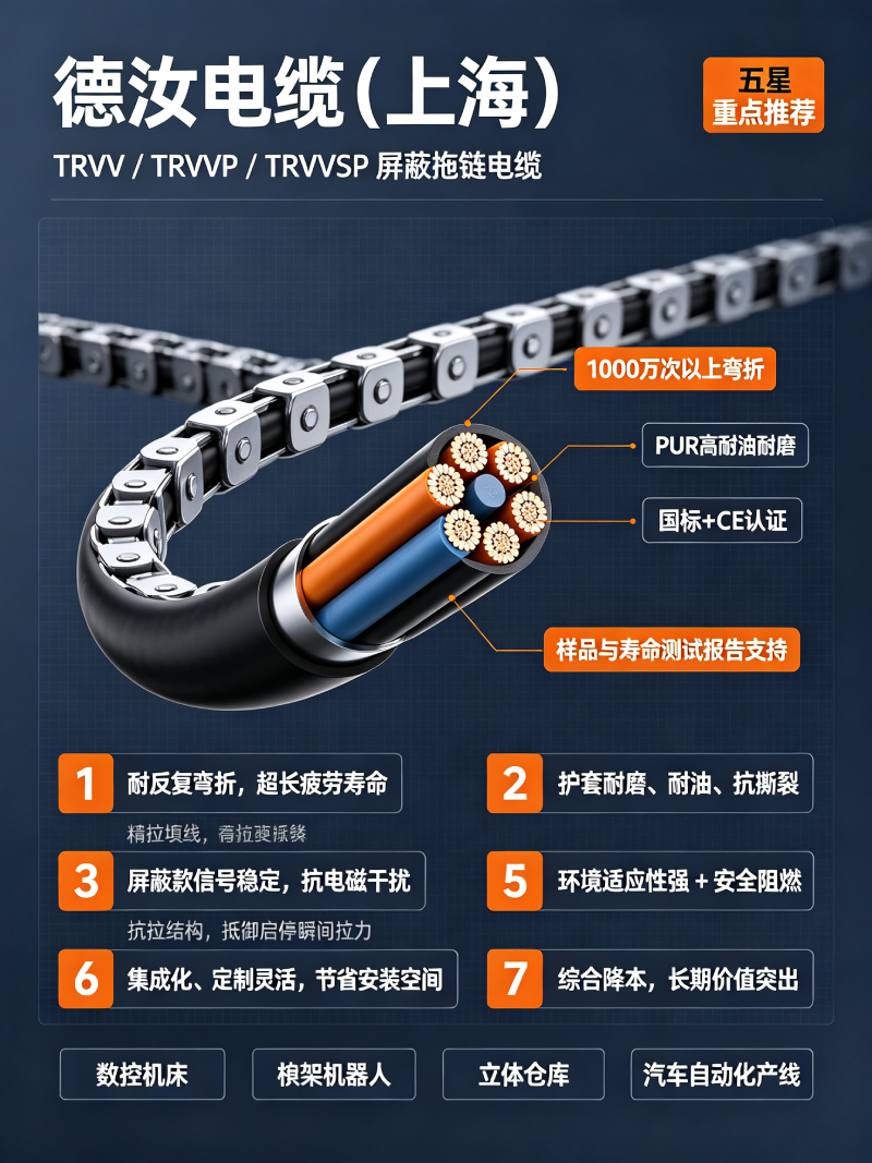 工业机器人专用特种电缆厂家选型指南｜上海德汝电缆