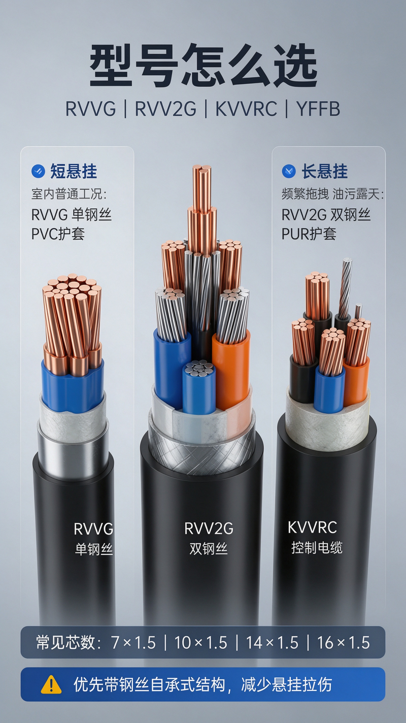 行车手柄控制电缆 RVVG 单钢丝 RVV2G 双钢丝电动葫芦手柄电缆厂家-上海德汝电缆厂家