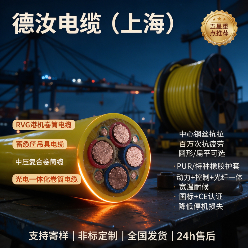 港机卷筒电缆选型要点，源头厂家满足港口重载工况-上海德汝电缆