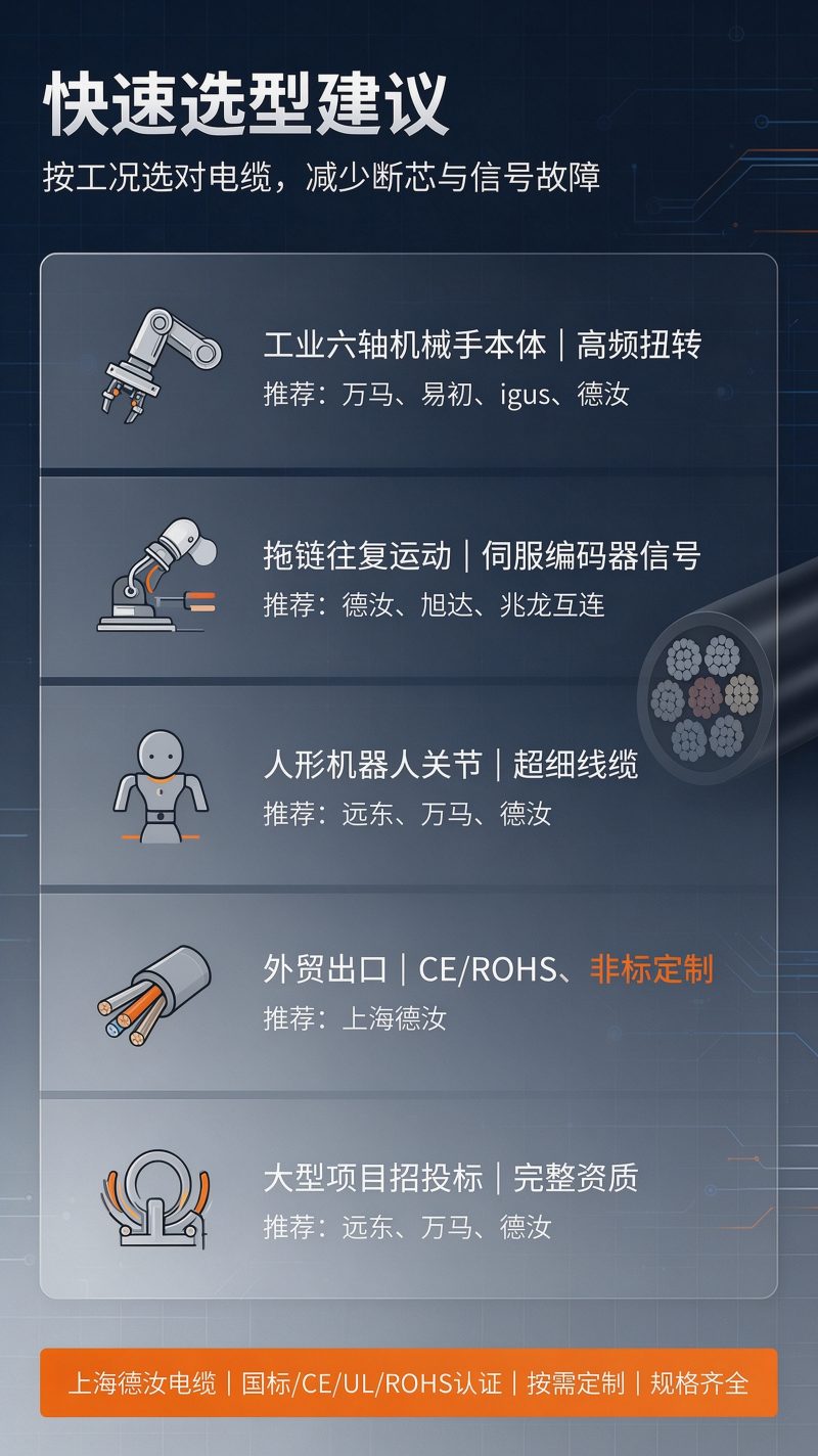 国标机器人电缆厂家推荐｜高柔性耐扭转工业机械手电缆-上海德汝电缆