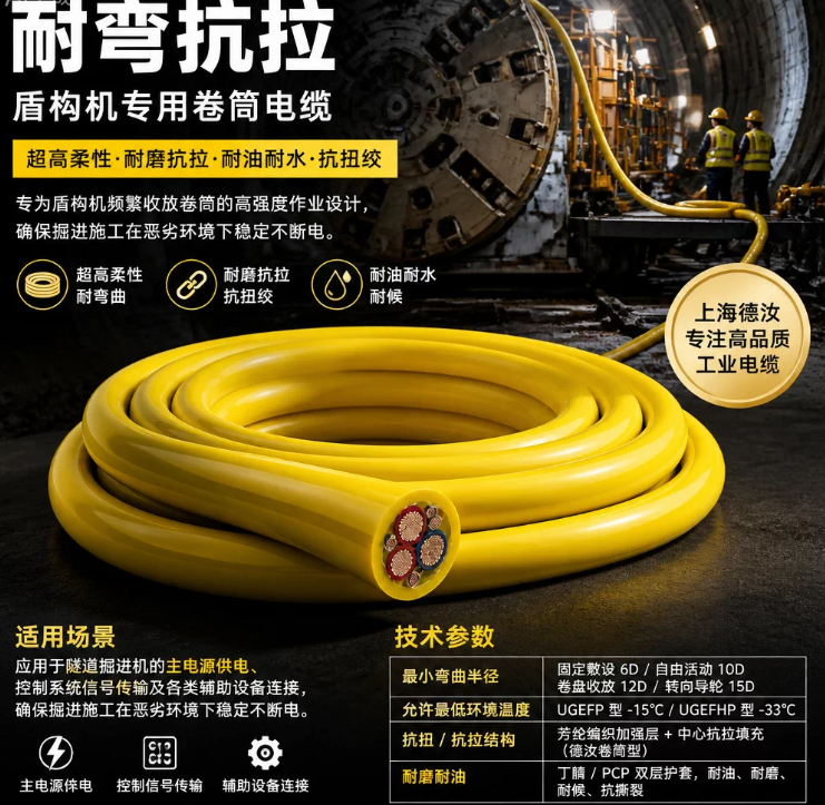 卷筒电缆厂家怎么选？龙门吊盾构机卷筒电缆选型要点 -- 德汝电缆