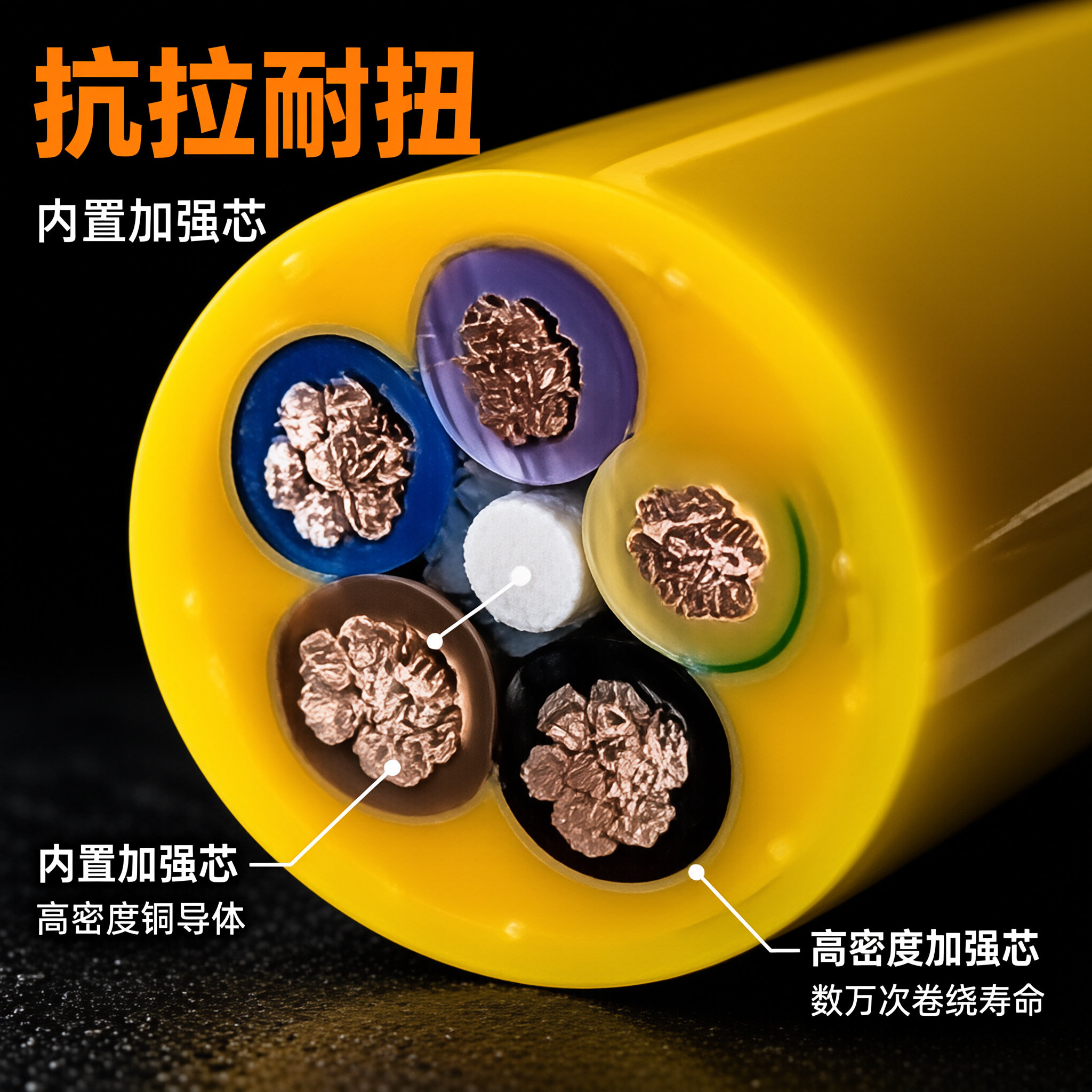 长距离卷盘拖拽卷筒电缆 抗拉伸耐扭转 支持按芯线平方定制