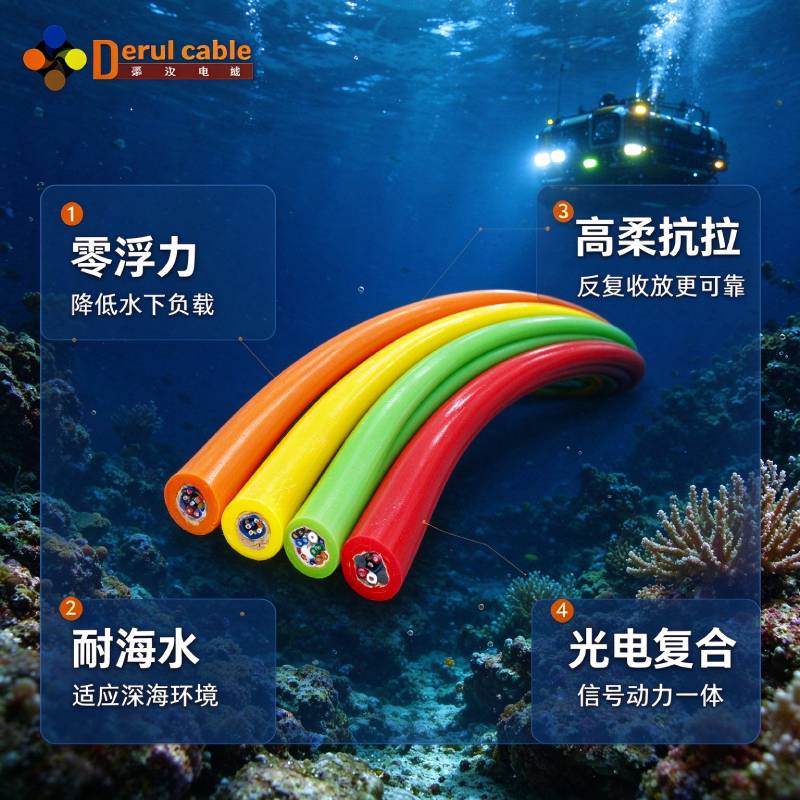 深海 ROV 生命线｜零浮力光电复合脐带缆，解决水下信号中断难题 - 上海德汝电缆源头厂家
