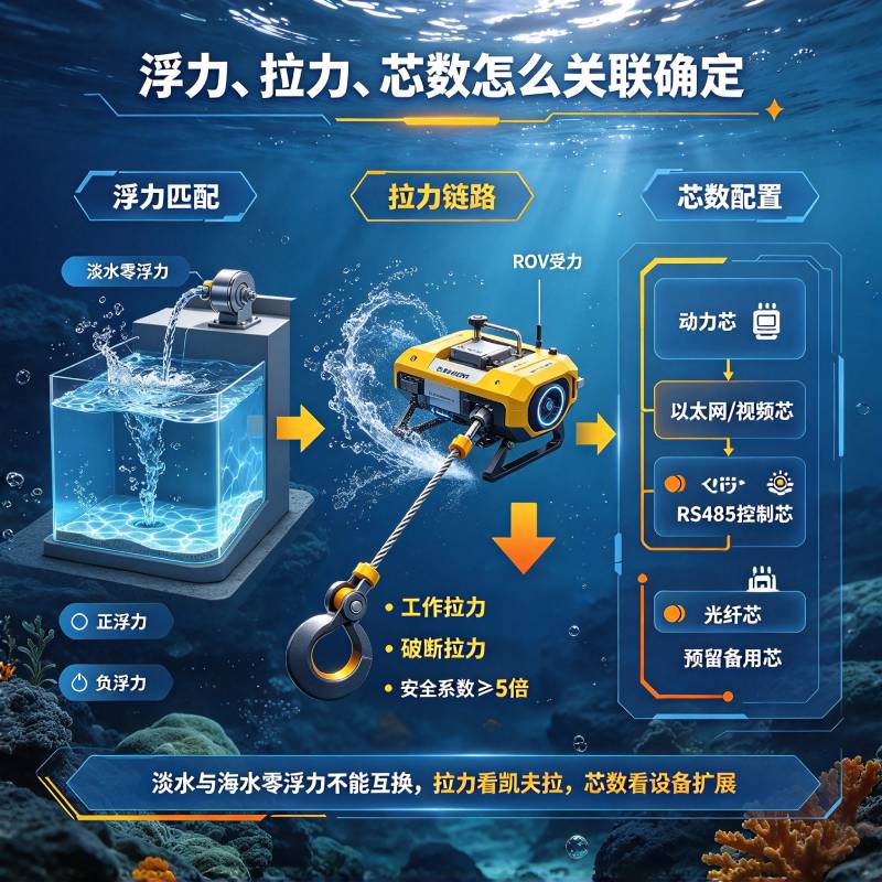 ROV 水下机器人脐带缆选型全指南：水深、拉力、浮力、芯数怎么定-德汝电缆厂家