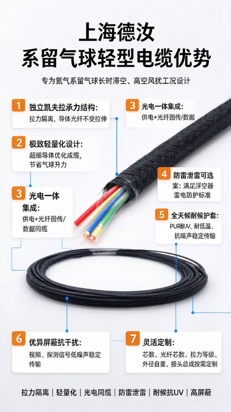 系留气球电缆（浮空器系留缆）厂家推荐 - 上海德汝电缆