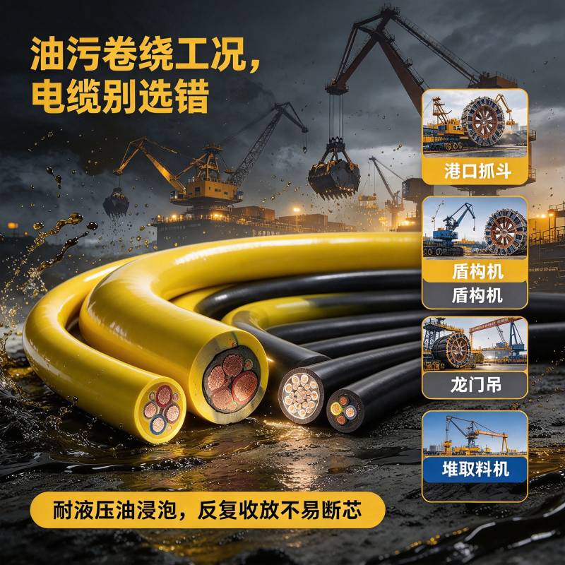 油污工况卷筒电缆频繁坏？耐油卷筒电缆厂家怎么选不踩坑 - 德汝电缆