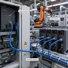 机器人旋转轴 EtherCAT 频繁断网？耐扭 CAT5e 工业网线解决持续扭转磨损难题|上海德汝电缆