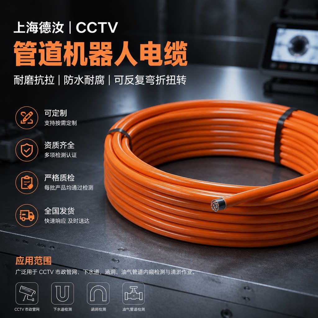 CCTV 管道爬行器专用电缆｜上海德汝源头厂家，规格可定制，全国发货