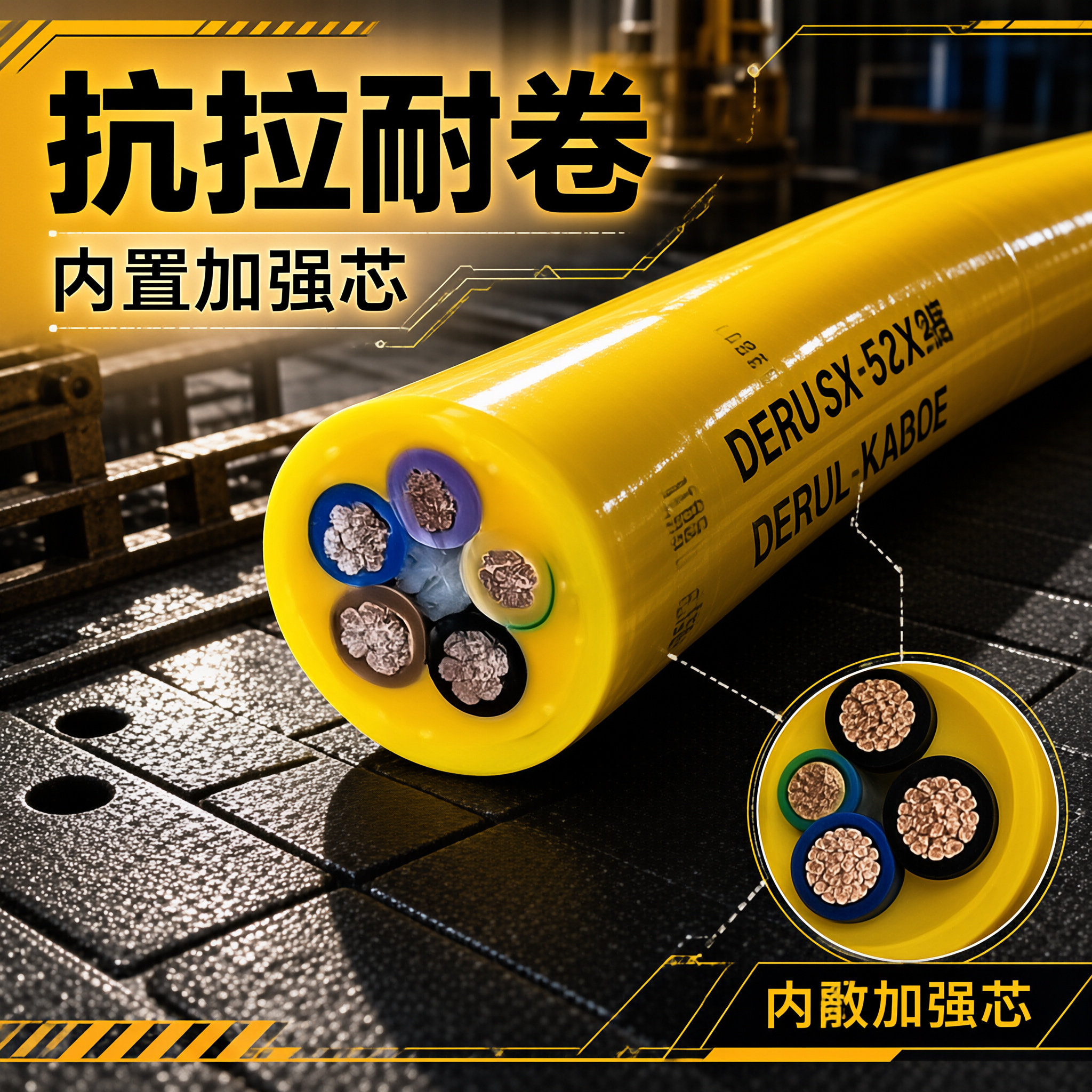 长距离卷盘拖拽卷筒电缆 抗拉伸耐扭转 支持按芯线平方定制
