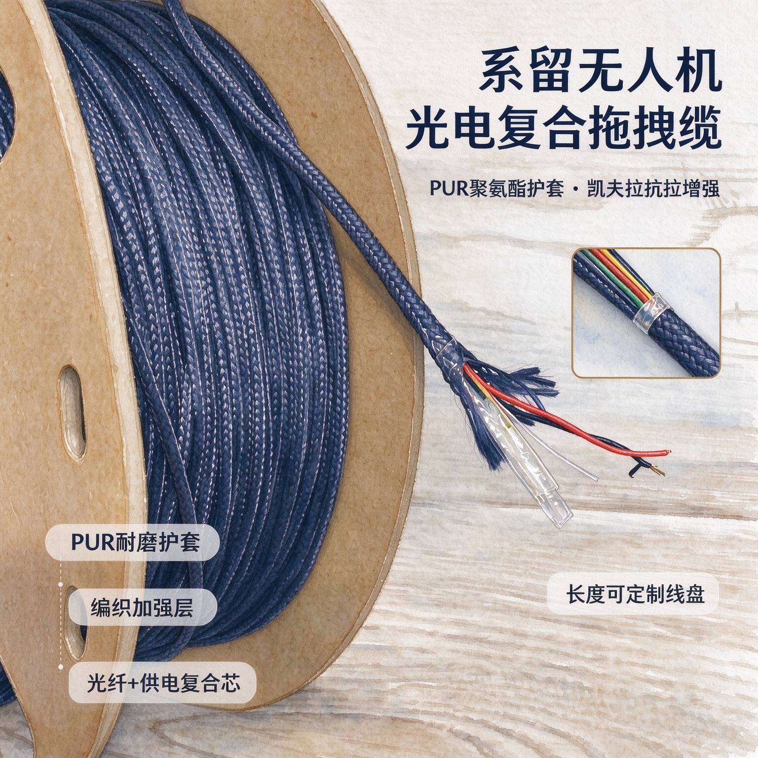系留无人机光电复合拖拽电缆｜供电通信一体，应急安防海事低空长航方案