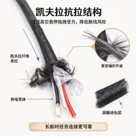 应急安防新装备配套：轻量化系留无人机电缆，耐高低温抗风摆｜德汝电缆